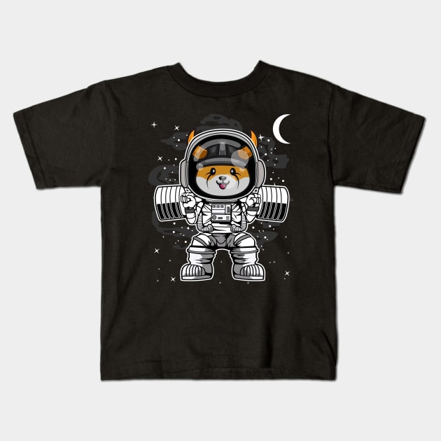 Astronaut Lifting Floki Inu Coin To The Moon Floki Army Crypto Token Cryptocurrency Blockchain Wallet Birthday Gift For Men Women Kids Kids T-Shirt by Thingking About